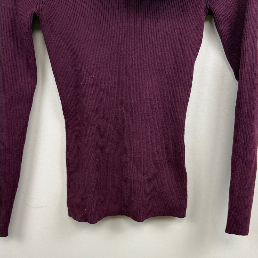 Ted Baker Plum Ribbed Mock Neck Sweater with Shoulder Bow - Picture 9 of 10